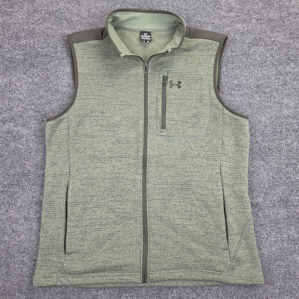 Under Armour Specialist Fleece Vest Men's XL Green Full Zip Classic Fit 1380272